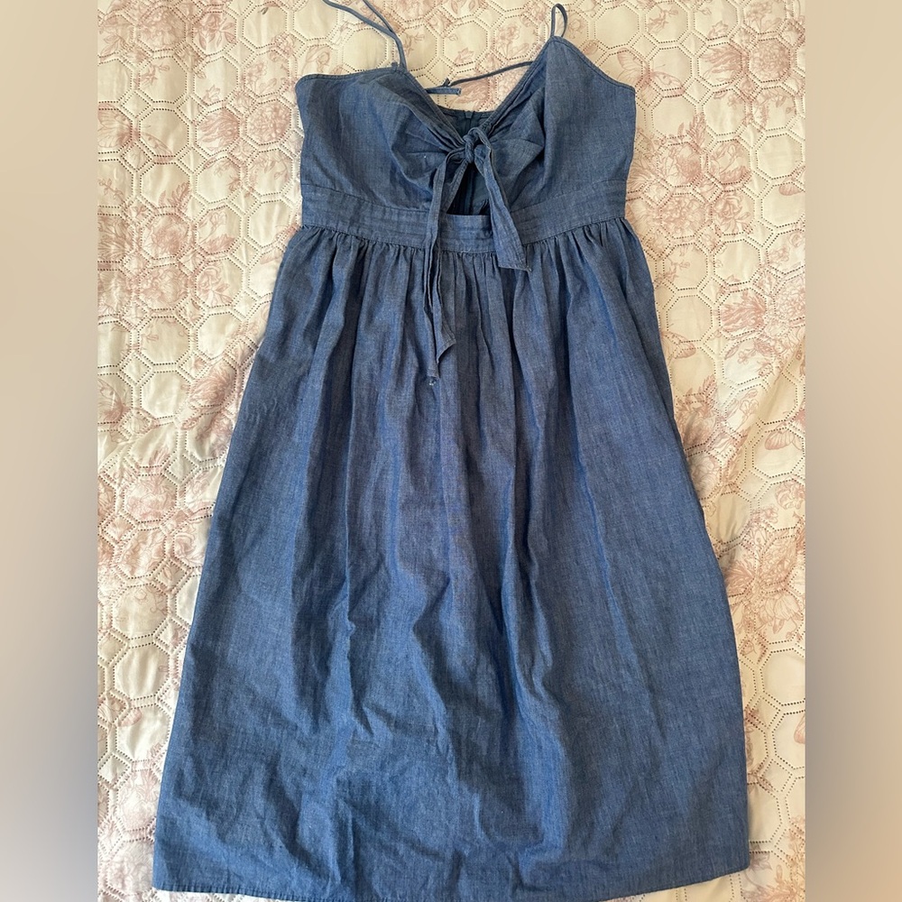 Zara Chambray Tie Front Midi Dress